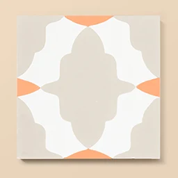 a cement tile with orange details